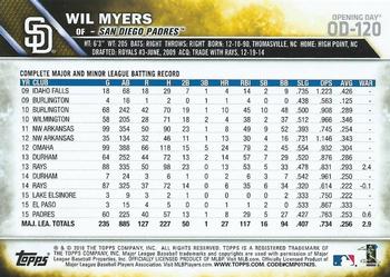 2016 Topps Opening Day #OD-120 Wil Myers Back