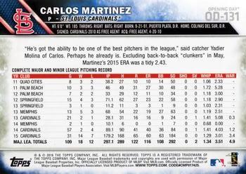 2016 Topps Opening Day #OD-131 Carlos Martinez Back