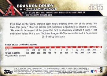 2016 Topps Opening Day #OD-132 Brandon Drury Back