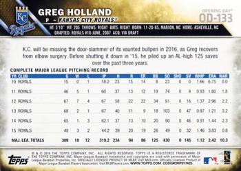 2016 Topps Opening Day #OD-133 Greg Holland Back