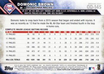 2016 Topps Opening Day #OD-145 Domonic Brown Back
