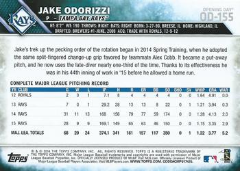 2016 Topps Opening Day #OD-155 Jake Odorizzi Back
