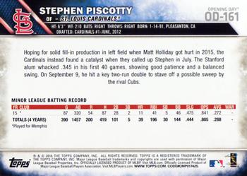 2016 Topps Opening Day #OD-161 Stephen Piscotty Back