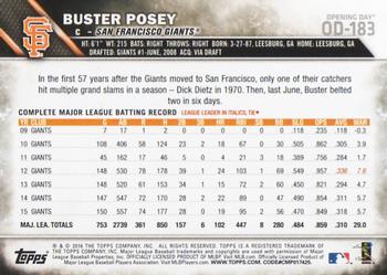 2016 Topps Opening Day #OD-183 Buster Posey Back