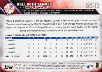 2016 Topps Opening Day #OD-12 Dellin Betances Back