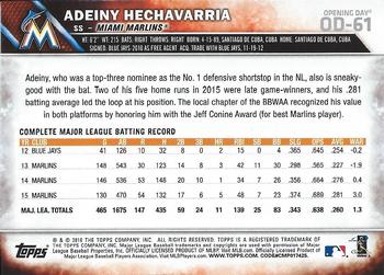 2016 Topps Opening Day #OD-61 Adeiny Hechavarria Back