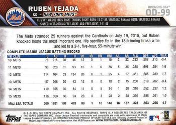 2016 Topps Opening Day #OD-99 Ruben Tejada Back