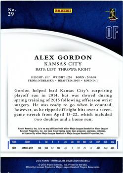 2015 Panini Immaculate Collection - Blue #29 Alex Gordon Back