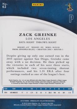 2015 Panini Immaculate Collection - Blue #62 Zack Greinke Back