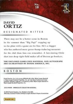 2015 Panini Immaculate Collection - Immaculate Auto Materials #18 David Ortiz Back