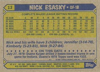 1987 Topps #13 Nick Esasky Back