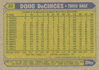 1987 Topps #22 Doug DeCinces Back