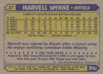 1987 Topps #37 Marvell Wynne Back