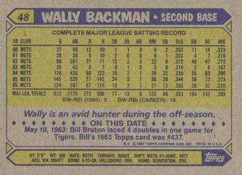 1987 Topps #48 Wally Backman Back