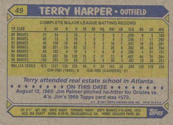 1987 Topps #49 Terry Harper Back
