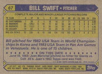 1987 Topps #67 Bill Swift Back
