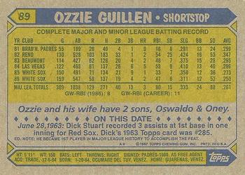 1987 Topps #89 Ozzie Guillen Back