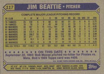 1987 Topps #117 Jim Beattie Back