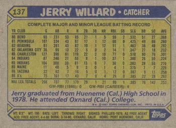 1987 Topps #137 Jerry Willard Back