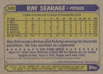 1987 Topps #149 Ray Searage Back