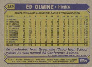 1987 Topps #159 Ed Olwine Back