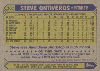 1987 Topps #161 Steve Ontiveros Back