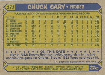 1987 Topps #171 Chuck Cary Back