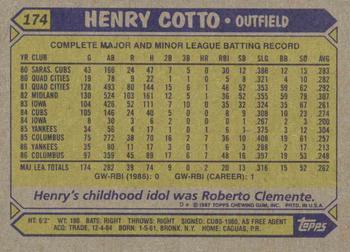 1987 Topps #174 Henry Cotto Back