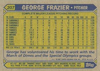 1987 Topps #207 George Frazier Back