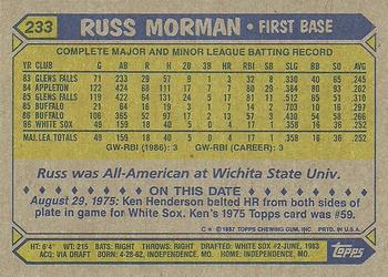 1987 Topps #233 Russ Morman Back
