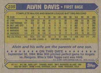 1987 Topps #235 Alvin Davis Back