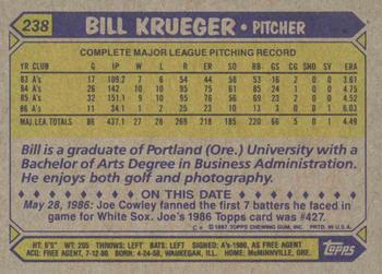 1987 Topps #238 Bill Krueger Back
