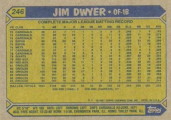 1987 Topps #246 Jim Dwyer Back