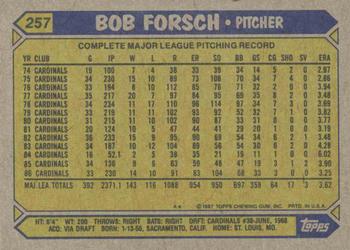 1987 Topps #257 Bob Forsch Back