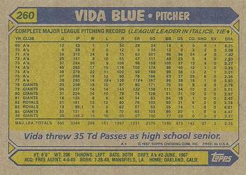 1987 Topps #260 Vida Blue Back