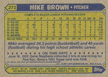 1987 Topps #271 Mike Brown Back