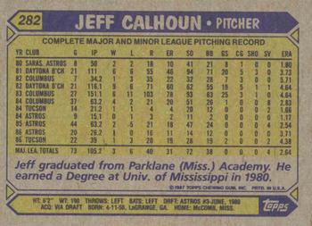 1987 Topps #282 Jeff Calhoun Back