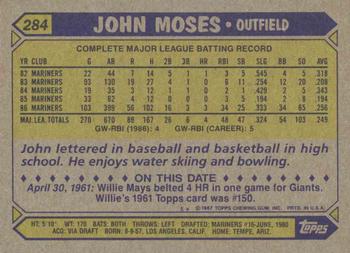 1987 Topps #284 John Moses Back