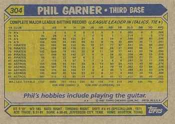 1987 Topps #304 Phil Garner Back