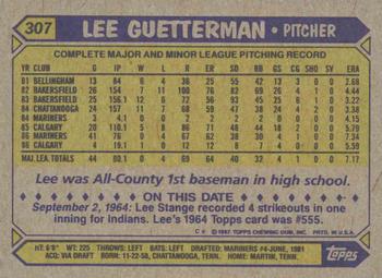 1987 Topps #307 Lee Guetterman Back