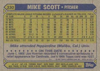 1987 Topps #330 Mike Scott Back