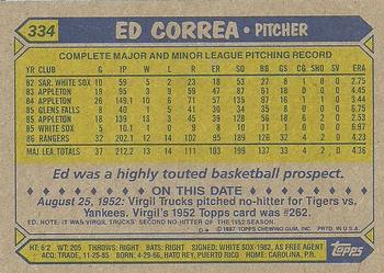 1987 Topps #334 Ed Correa Back