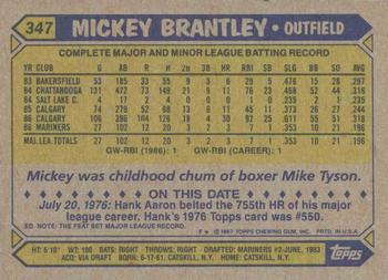 1987 Topps #347 Mickey Brantley Back