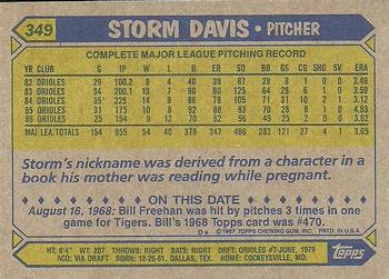 1987 Topps #349 Storm Davis Back