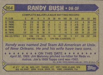 1987 Topps #364 Randy Bush Back