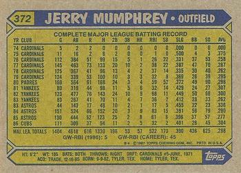 1987 Topps #372 Jerry Mumphrey Back