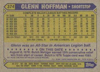 1987 Topps #374 Glenn Hoffman Back