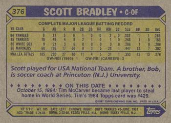 1987 Topps #376 Scott Bradley Back