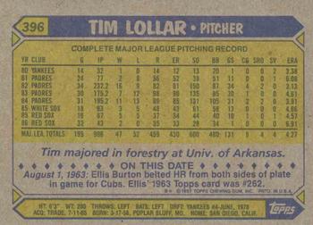 1987 Topps #396 Tim Lollar Back