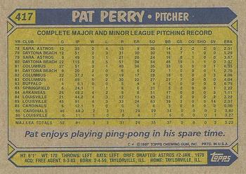 1987 Topps #417 Pat Perry Back